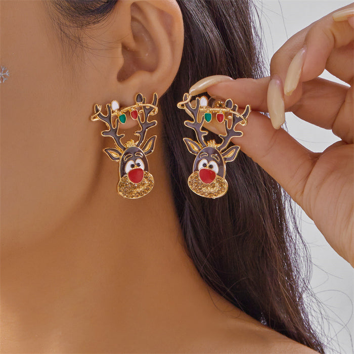 Wholesale Christmas Snowman Snowflake Earrings Red Beaded Design Holiday Fashion Accessory