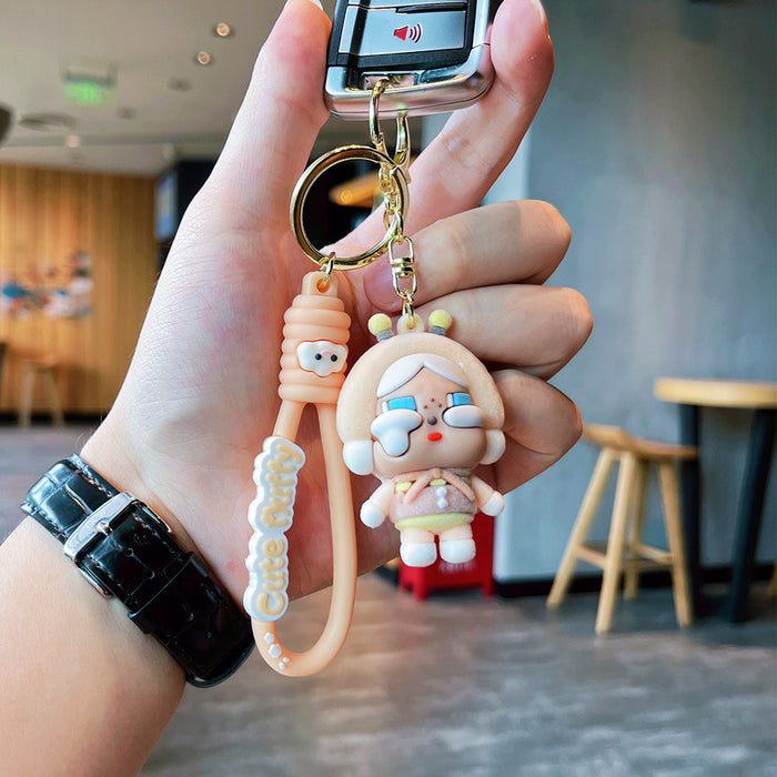 Wholesale Cartoon Flocking Crying Baby Keychain Cute Silicone Doll Doll Car Keychain Gift Bag Pendant