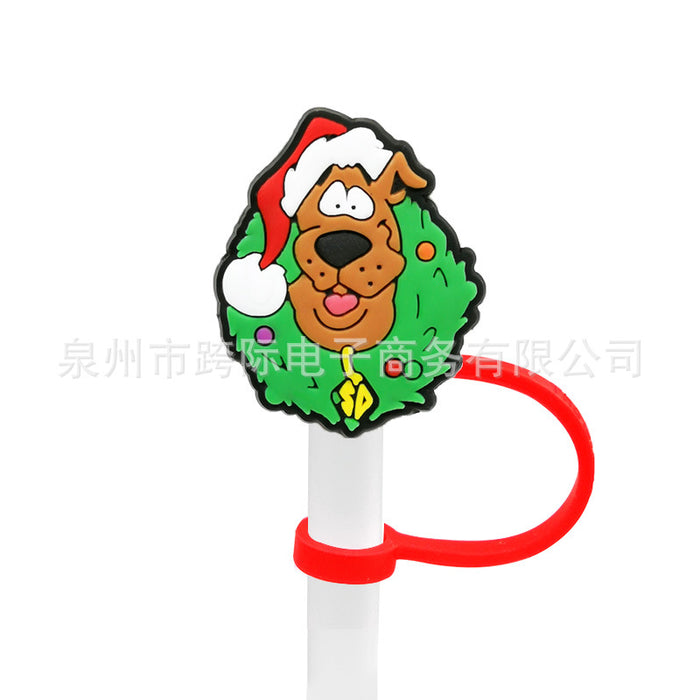 Wholesale Cartoon style straw cover, straw cap, silicone dust stopper, cute anime party straw decoration