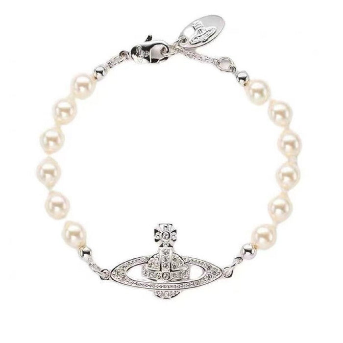 Wholesale Classic Saturn Pearl Bracelet Saturn Diamond Set Pearl Bracelet