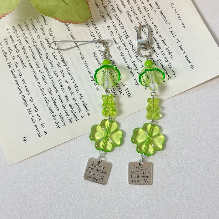 Wholesale Lucky Grass Phone Chain Beaded Wind Bell Hanging Keychain Joker Bag Pendant