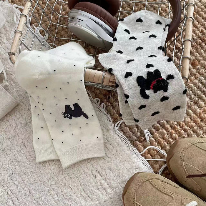 Wholesale Socks cartoon plush cute colorful dotted mid tube socks