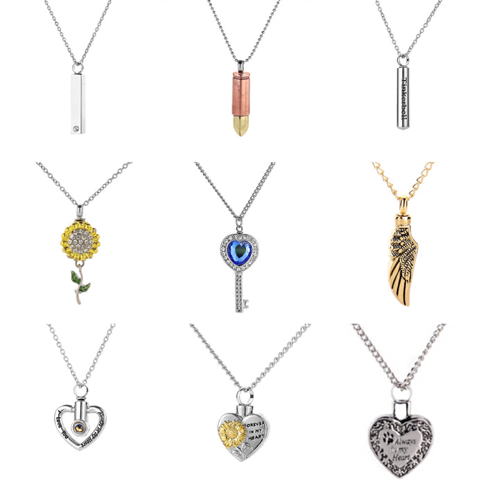 Wholesale Pet commemorative heart-shaped pendant can be opened with a crystal necklace