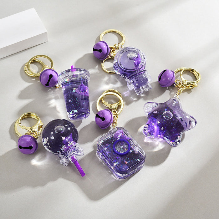 Wholesale Cute Acrylic Liquid Glitter Bottle Keychain
