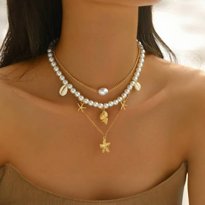 Wholesale Pearl necklace, retro layering, high-end feeling, collarbone chain