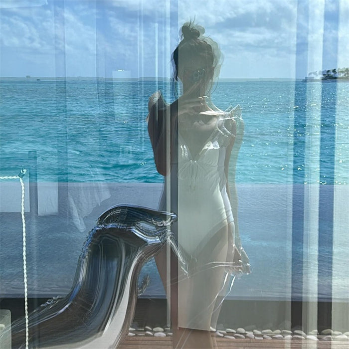 Wholesale Jumpsuit triangle swimsuit with floral shoulder straps, sexy