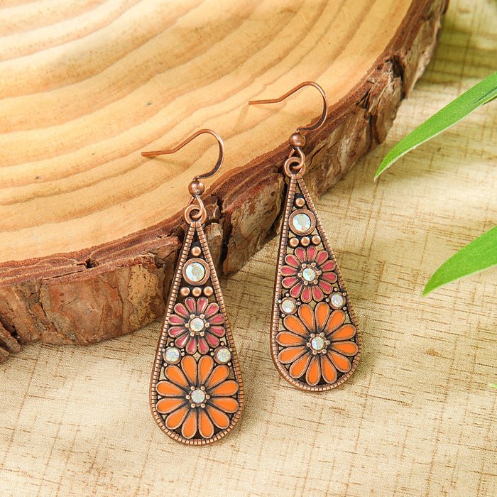 Wholesale 2pcs Bohemian drop-shaped turquoise earrings
