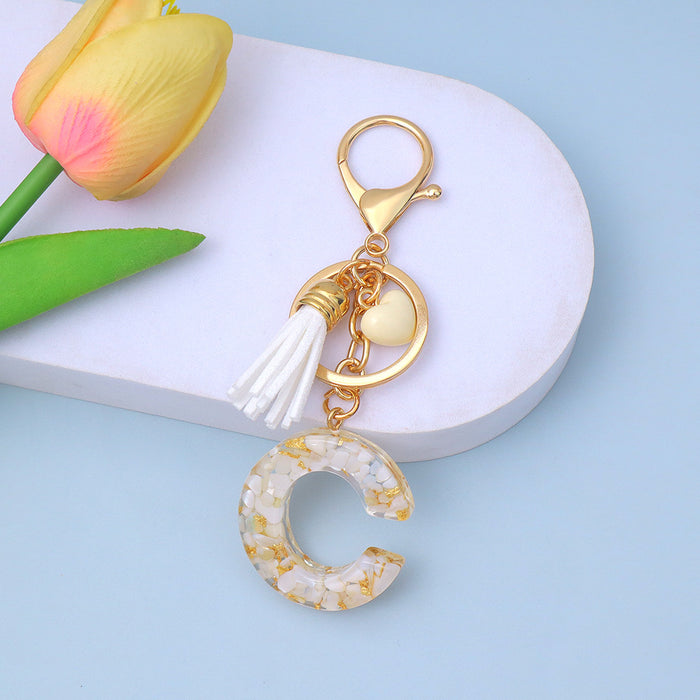 Wholesale New Gold Foil Drop Glue Letter Pendant Keychain Girl Bag Pendant Girlfriend Gift