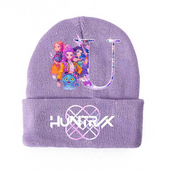 Wholesale KPOP Knitted Cartoon Letter Print hat