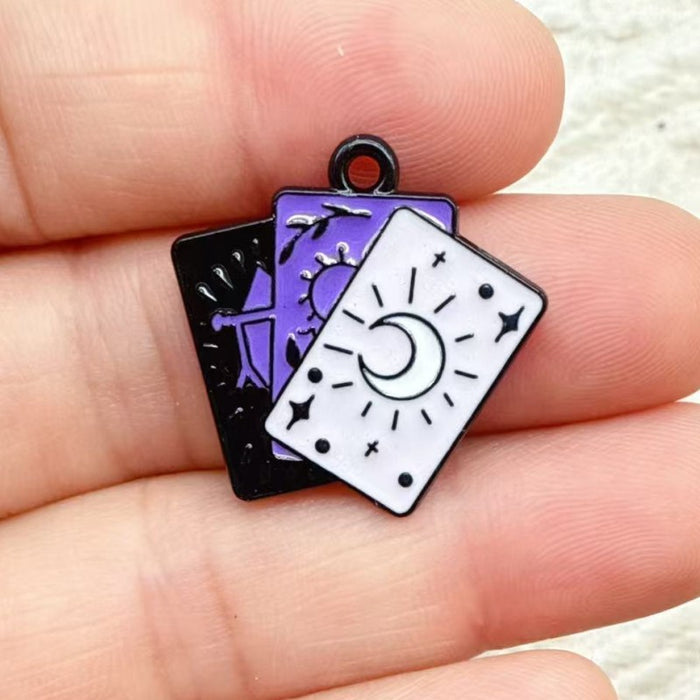 Wholesale 10pcs Dopamine Moon Tarot Alloy Resin Cat DIY Pendant Earrings Necklace Accessories Charm