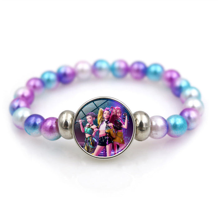 Wholesale K-POP Purple Beaded Bracelet Unisex Personality Elastic Wristband Jewelry