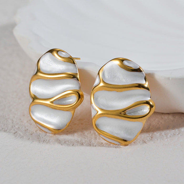 Wholesale Small niche design, high-end accessories, irregular striped texture earrings, elegant and luxurious stainless steel earrings