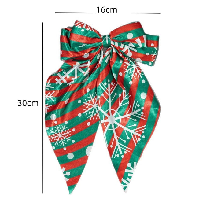 Wholesale Colorful snowflake and elk print bow spring clip crutch glove pattern hairpin Christmas headdress