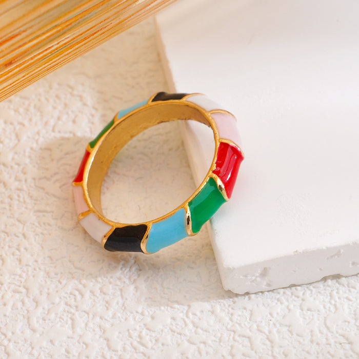 Wholesale Elegant Drip Oil Flower Alloy Ring Light Luxury Fashion Finger Ring Jewelry