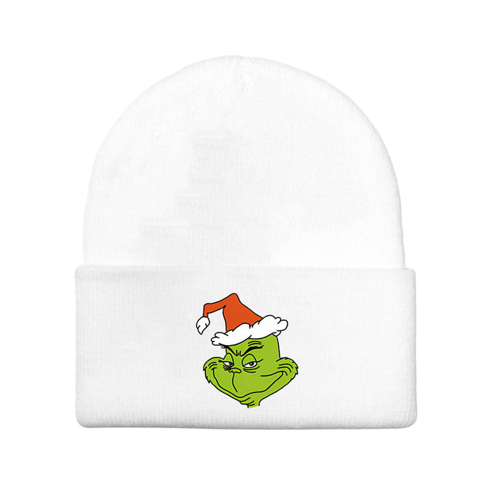 Wholesale Green Monster Knitted Hat Printed Earmuffs Windproof Wool Hat Japanese Style Dome Basic Warm Autumn and Winter Men and Women JDC-FH-WDM012