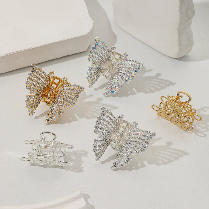 Wholesale Alloy butterfly hair clip, small size, grab clip, feminine temperament, semi tied hair accessory, new style, back of the head grab clip hair accessory