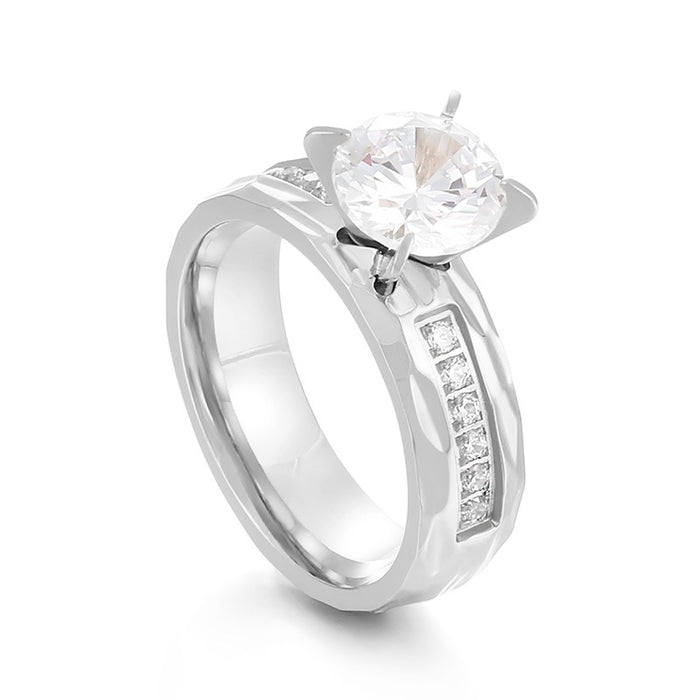 Wholesale Titanium Steel Couple Rings with Hammered Texture Fashion Jewelry Accessory