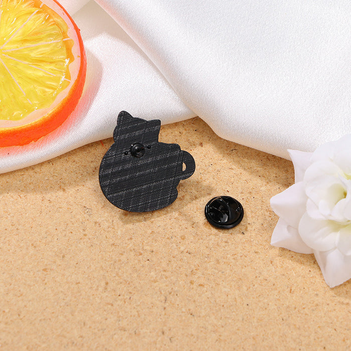 Wholesale Coffee Cat Brooch Backpack Badge Clothing Accessories