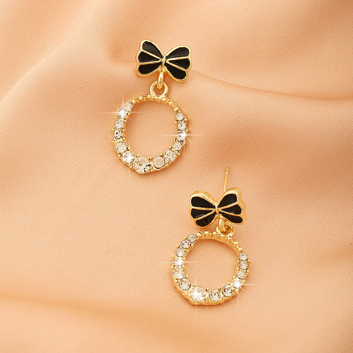 Wholesale 925 silver needle diamond stud earrings bow earrings for women