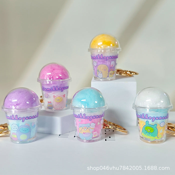 Wholesale Cartoon cotton cup keychain DIY backpack pendant car key pendant ornament