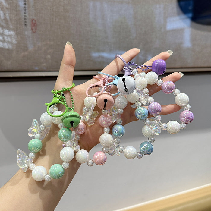 Wholesale Creative keychain, colorful bead phone chain, headphone bag, small pendant