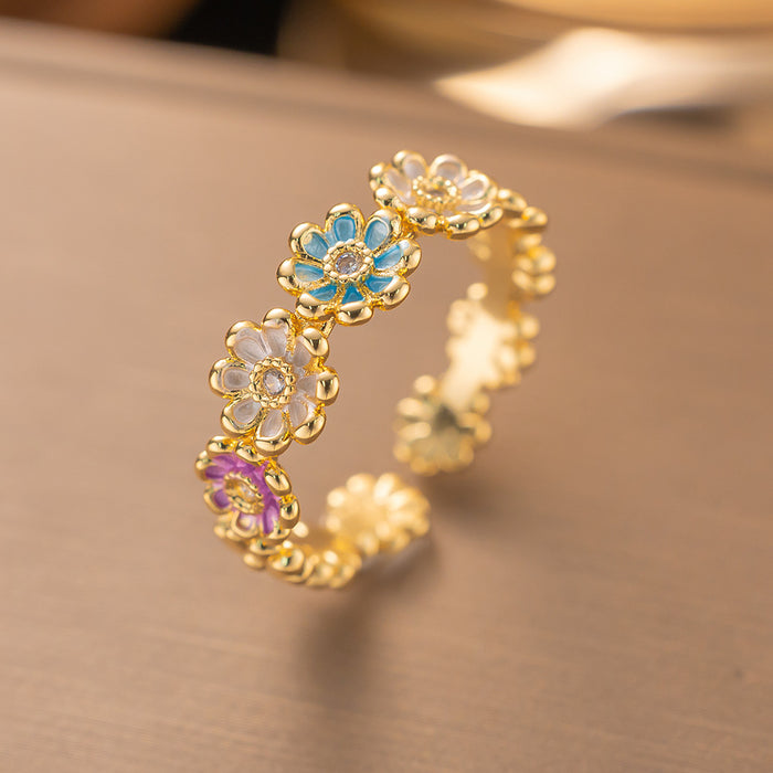 Wholesale Women's Colorful Drip Glaze  Open Ring