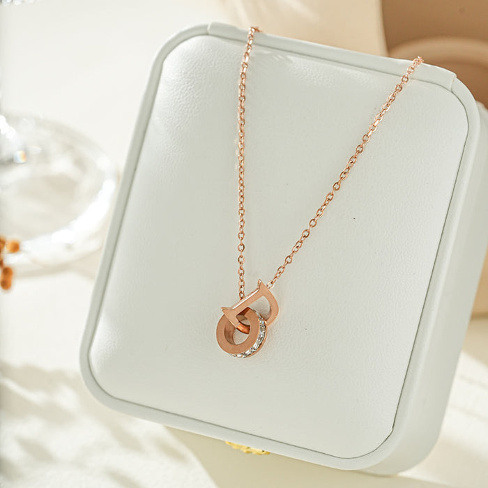 Wholesale New diamond studded D-letter necklace, light luxury, simple and fashionable, versatile titanium steel