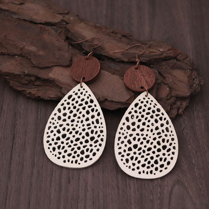 Wholesale Vintage bronze circle leather earrings