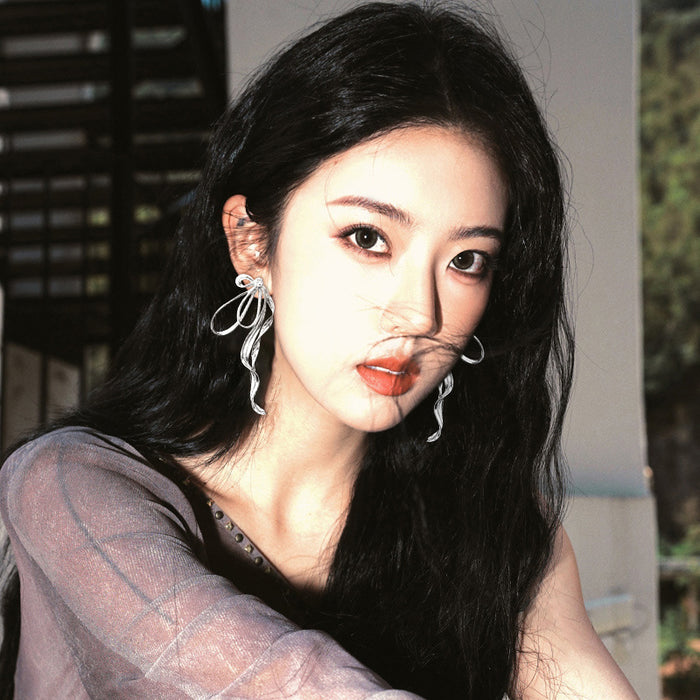 Wholesale Butterfly knot ear clip without ear hole, niche exaggerated earrings and earrings