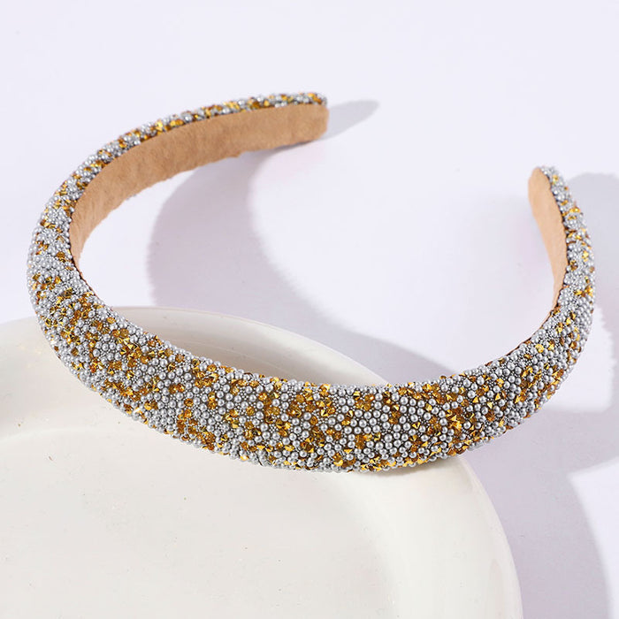 Wholesale Colorful Full Diamond Headband High-End Versatile Dopamine Color Headband Shiny Pearl Headband Hair Accessories