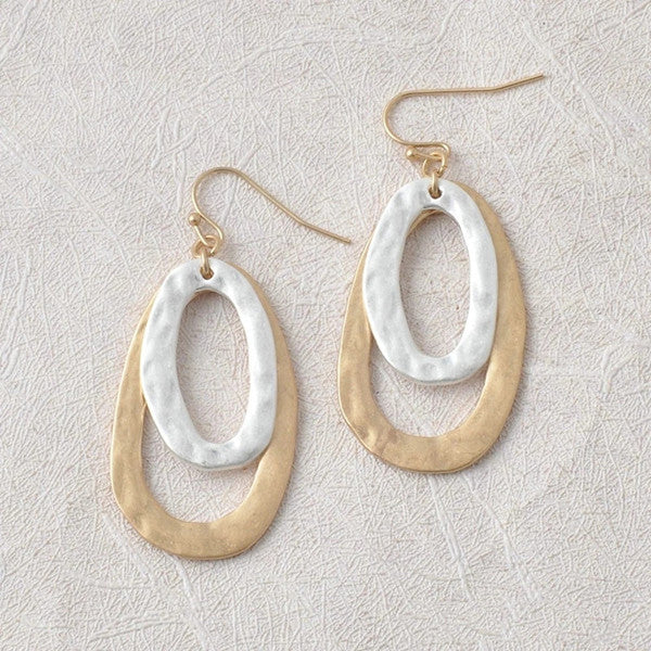 Wholesale Sand silver dual color electroplated irregular elliptical geometric earrings for women, earrings and pendants