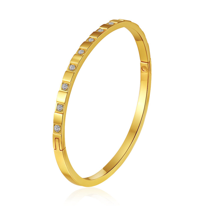 Wholesale Round stainless steel buckle electroplated diamond-encrusted bracelet