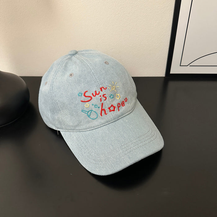 Wholesale Washed denim vintage embroidered  baseball cap