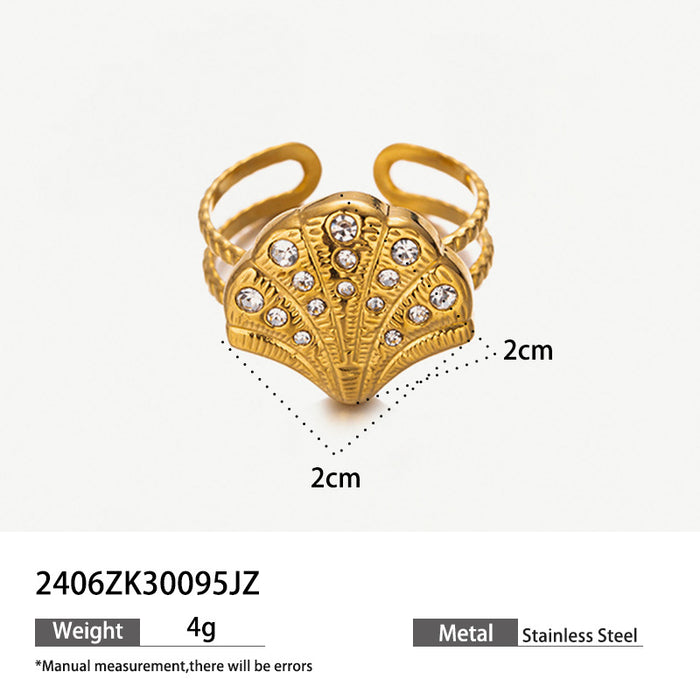 Wholesale Stainless steel shell ring with elegant and niche temperament, light luxury titanium steel ring