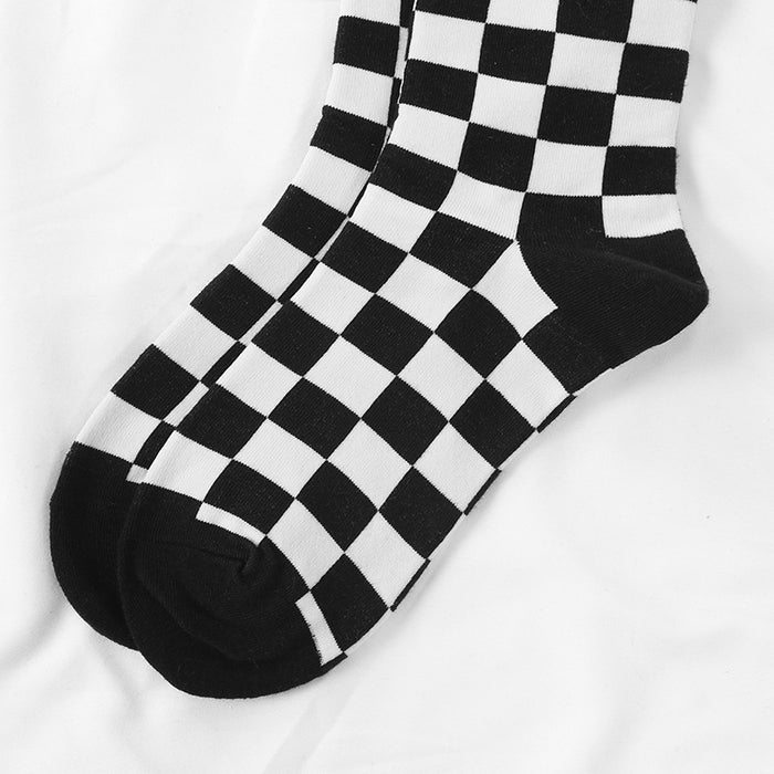 Wholesale New Chessboard Socks, Mid Socks, Trendy Cotton Socks, Socks