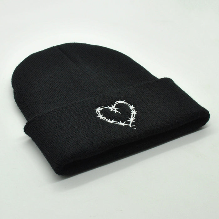 Wholesale Autumn and Winter Acrylic Love Embroidery Knitted Beanie JDC-FH-PeiN014