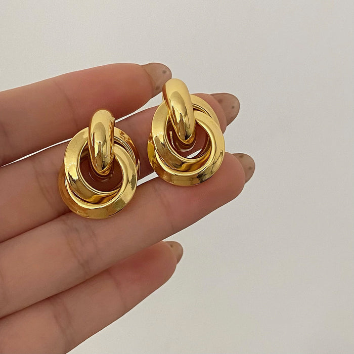 Wholesale Chic Metallic Hoop Stud Earrings