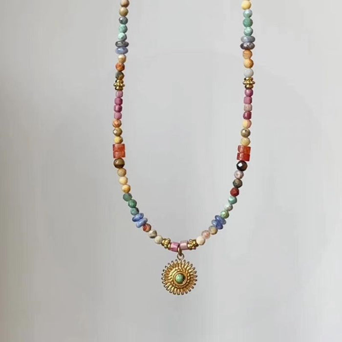 Wholesale Colorful bead necklace with a niche design for layering, collarbone chain