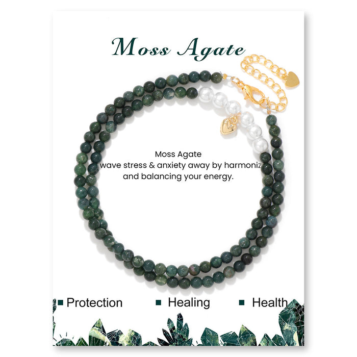 Wholesale 4mm stone bead necklace with heart pendant a choker style necklace