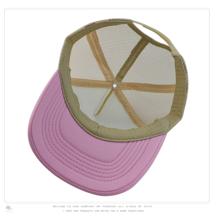 Wholesale Hip-hop printed letter baseball cap visor color-blocked street mesh trucker hat