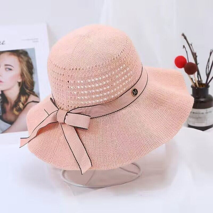 Wholesale Sun hat, sun protection straw hat, foldable bow, versatile and fashionable sun protection hat