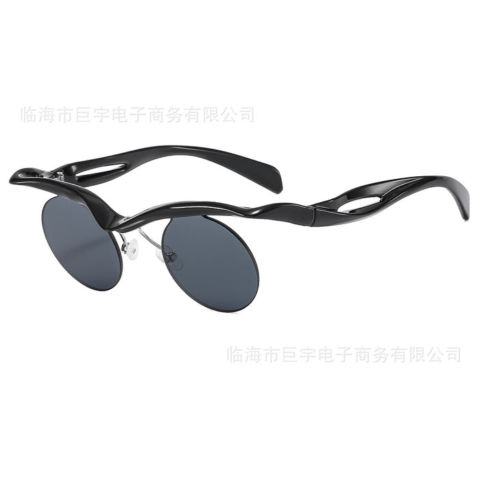 Wholesale Fashionable circular frameless sunglasses designer with a high-end feel, sunshade sunglasses for street photography trend