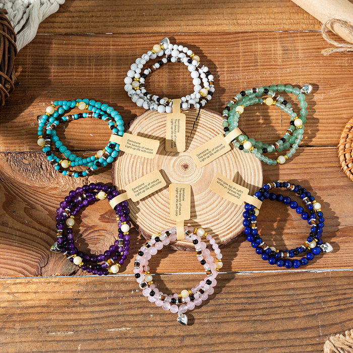 Wholesale Bohemian Heart Stone Bracelet Minority Ethnic Style Multi-layer Stacked Crystal Bracelet