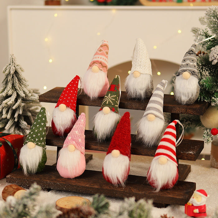 Wholesale Christmas Decorations Christmas Knitted Small Pendant Christmas Tree Faceless Old Man Doll Pendant Small Hanging