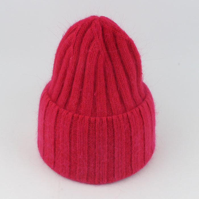 Wholesale Knitted striped rolled edge warm hat without brim