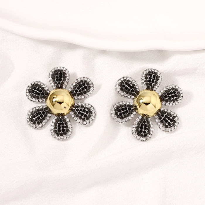 Wholesale Alloy Diamond Flower Earrings JDC-ES-YueLi026