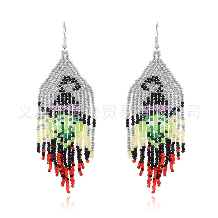 Wholesale  tassel earrings female creative skull ghost handmade rice beads earrings earrings