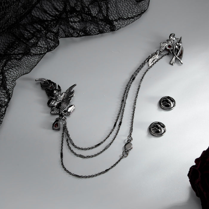 Wholesale Gothic  Brooch Antique Alloy Feather Tassel Pin Fashion Accessory