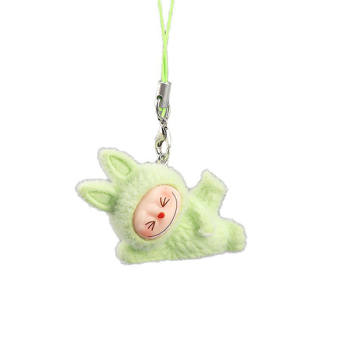 Wholesale Resin flocked side-lying yoga cartoon keychain