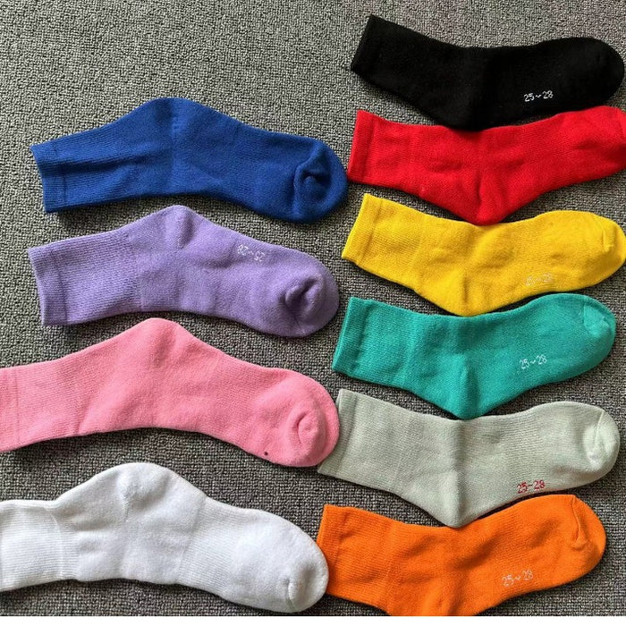 Wholesale Mid length socks, combed cotton warm loop socks, solid color basic style, comfortable sports socks, basketball socks